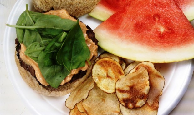 Basil Burgers with Sun-Dried Tomato Mayo