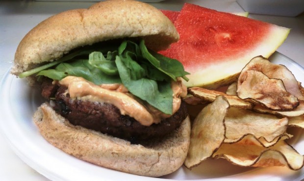 Basil Burgers with Sun-Dried Tomato Mayo
