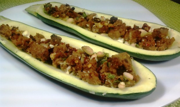 Sausage-Stuffed Baked Zucchini