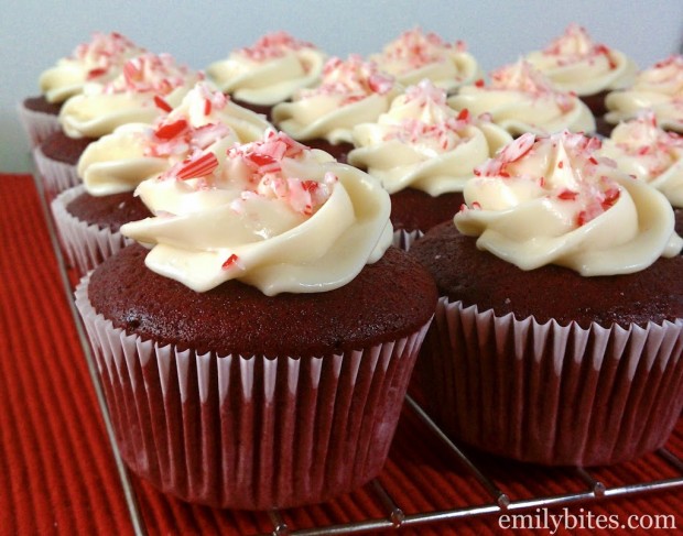 Red Velvet Cupcakes with Peppermint Cream Cheese Frosting