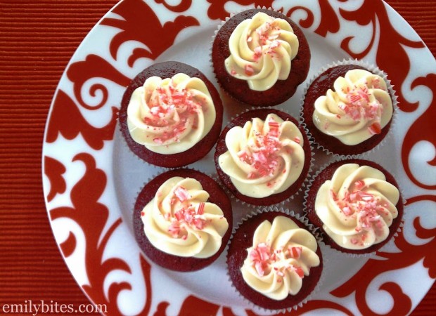 Red Velvet Cupcakes with Peppermint Cream Cheese Frosting