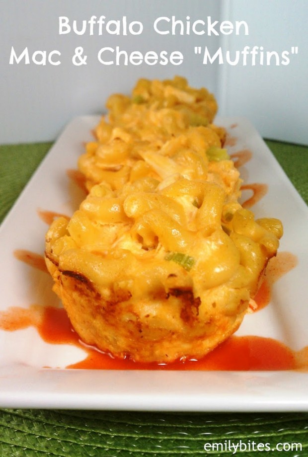 Buffalo Chicken Mac and Cheese Muffins