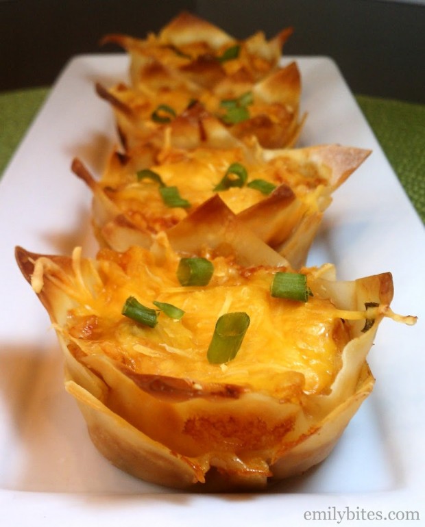 Hawaiian BBQ Wonton Cupcakes