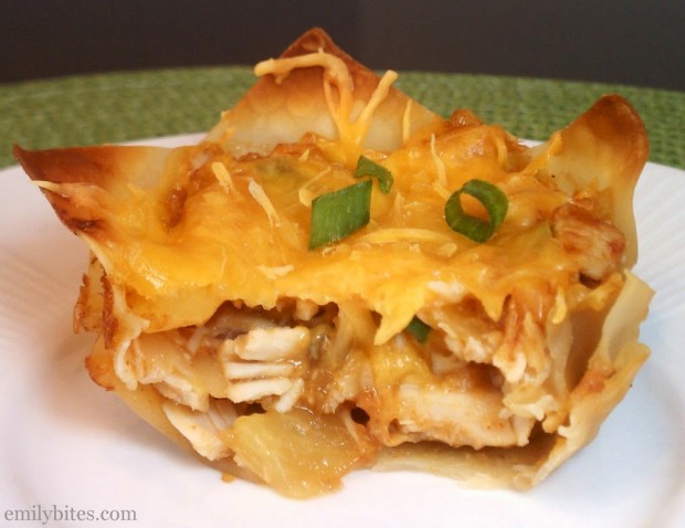 Hawaiian BBQ Wonton Cupcakes