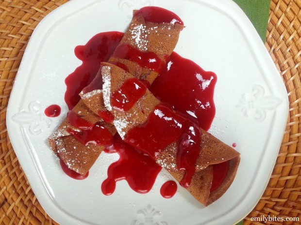 Chocolate Crepes with Raspberry Sauce