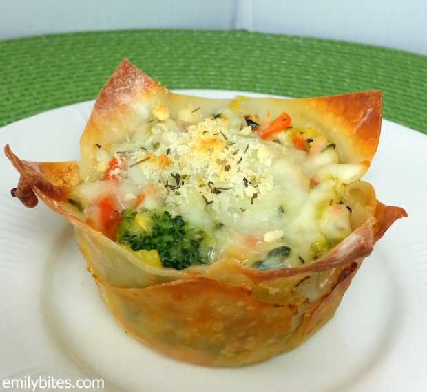 White Vegetable Lasagna Wonton Cups