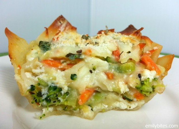 White Vegetable Lasagna Wonton Cups