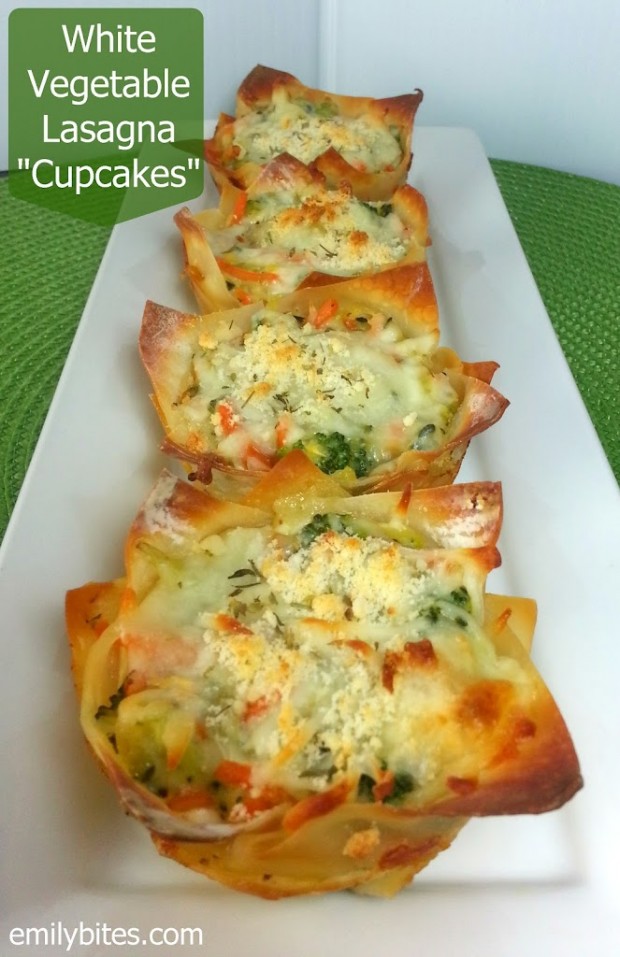 White Vegetable Lasagna Wonton Cups