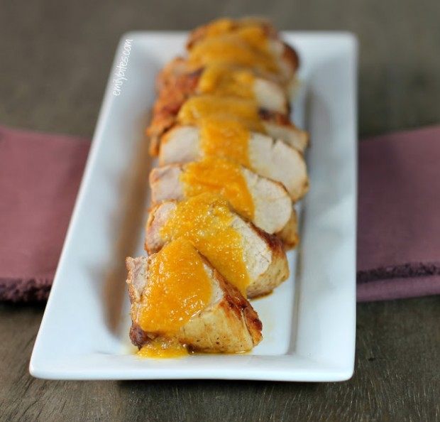 Roasted Pork Tenderloin with Ginger Peach Sauce