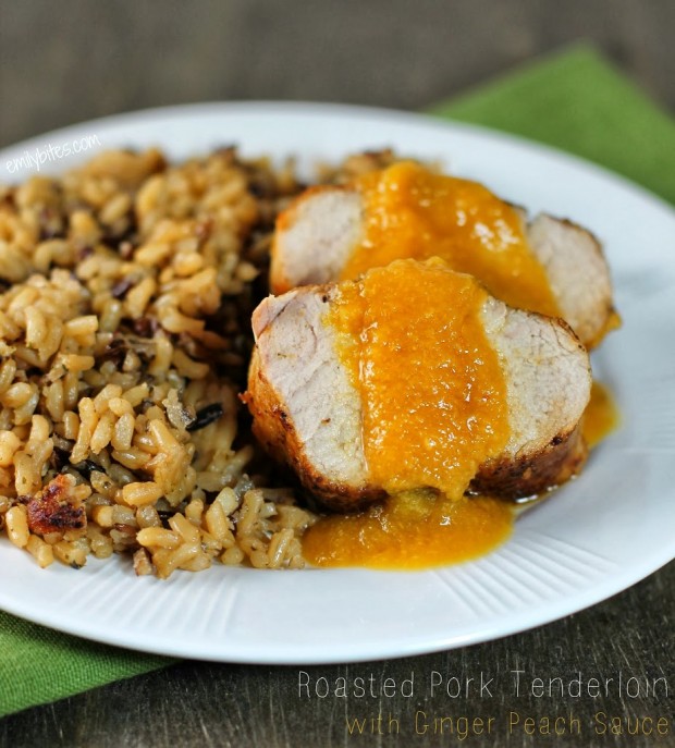Roasted Pork Tenderloin with Ginger Peach Sauce