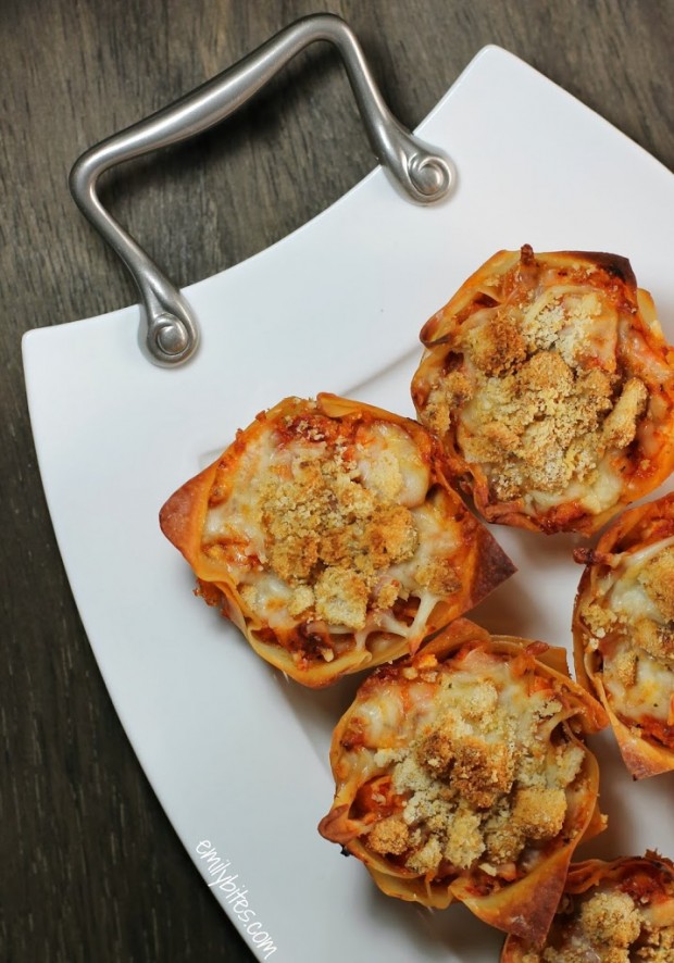 Chicken Parmesan Wonton Cupcakes