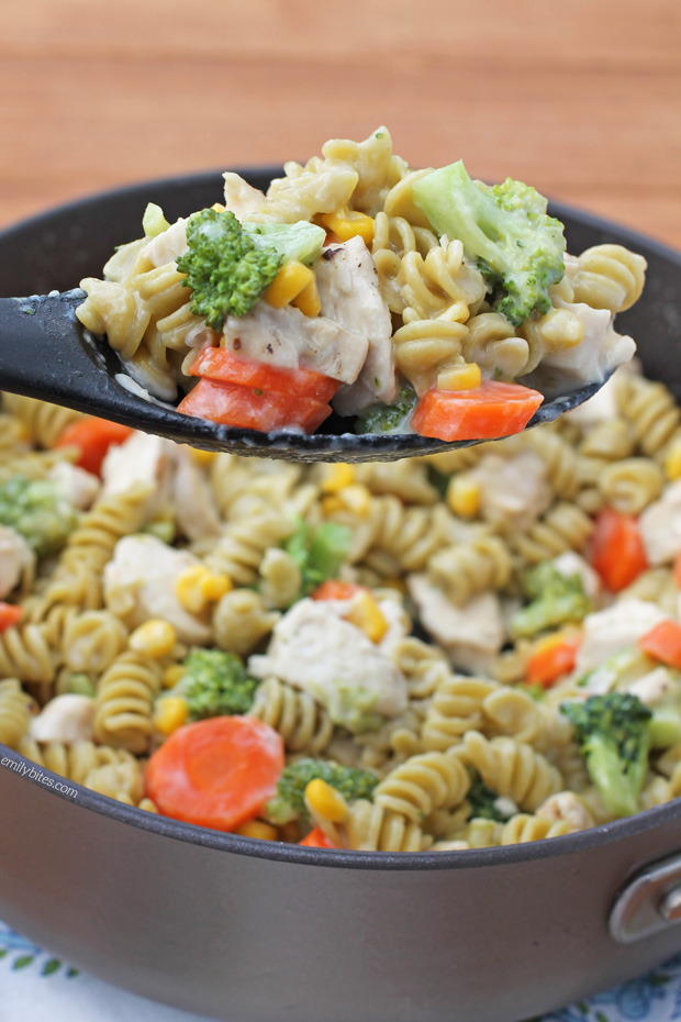 Cheesy Chicken Veggie Pasta Skillet