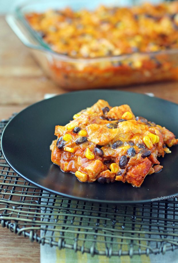 Layered Chicken Enchilada Bake