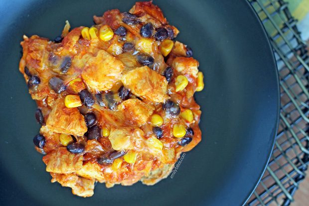 Layered Chicken Enchilada Bake