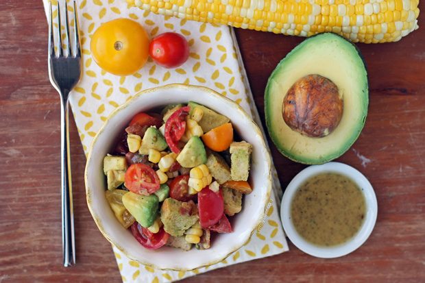 Avocado Bacon Corn Panzanella Salad