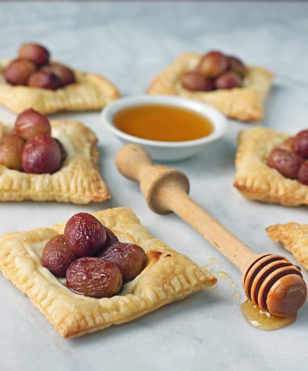 Roasted Grape Cheese Tarts