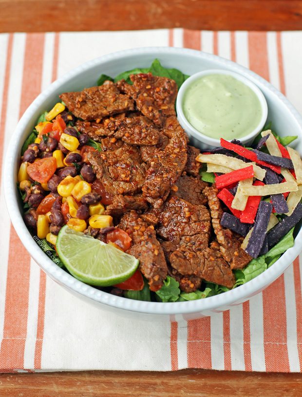 Southwest Steak Salad with Avocado Lime Dressing