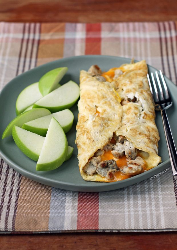 Turkey Sausage and Cheddar Omelet