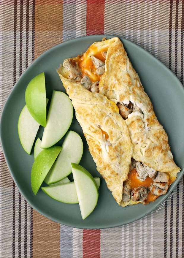 Turkey Sausage and Cheddar Omelet