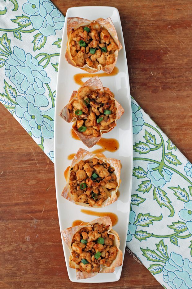 Asian Chicken Wonton Cups