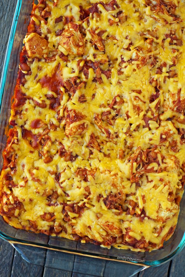 Bubble Up BBQ Chicken and Beans Bake