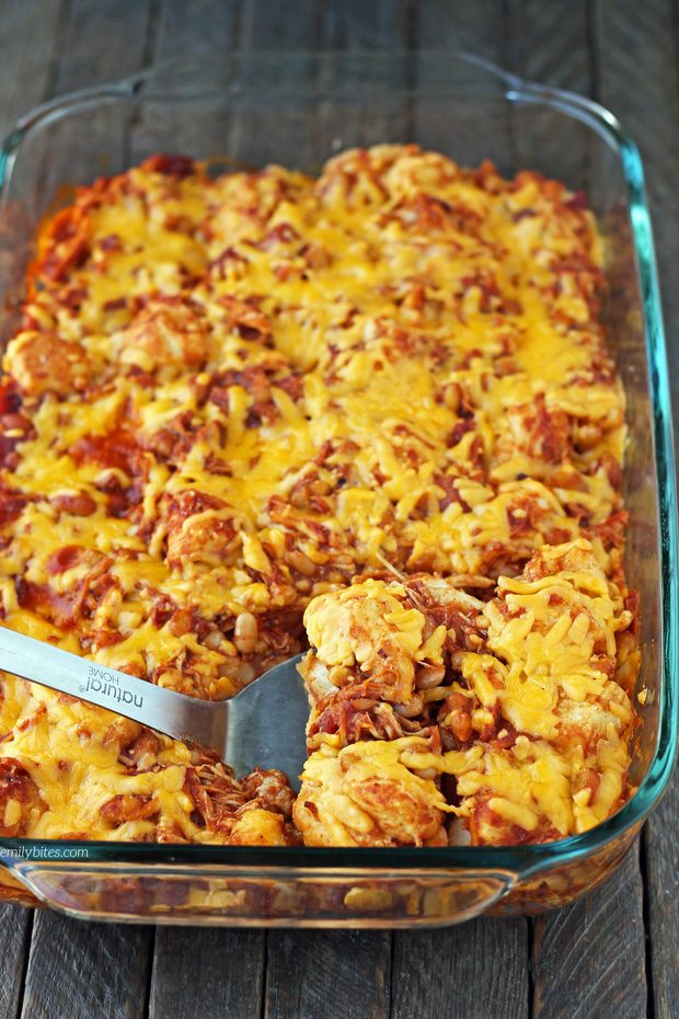 Bubble Up BBQ Chicken and Beans Bake