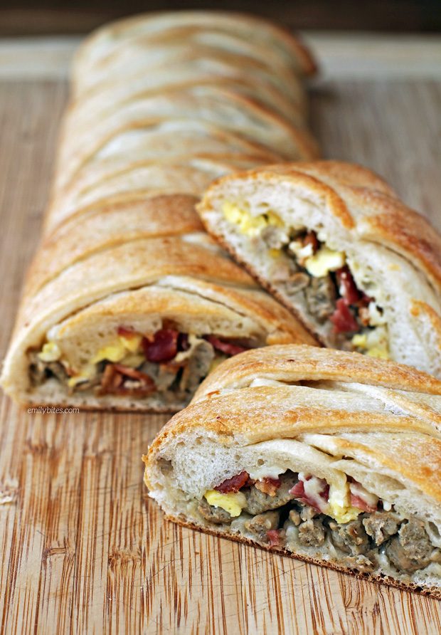 Bacon Sausage Egg and Cheese Braid