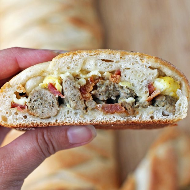 Bacon Sausage Egg and Cheese Braid