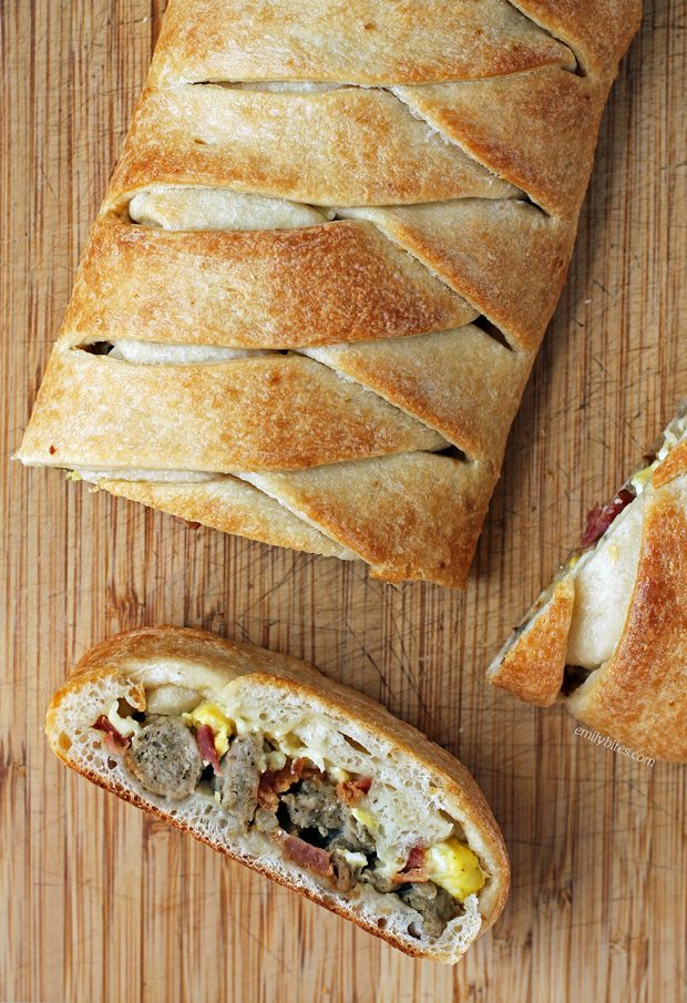 Bacon Sausage Egg and Cheese Braid