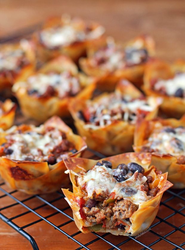 Taco Wonton Cupcakes