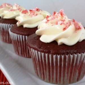 Red Velvet Cupcakes with Peppermint Cream Cheese Frosting