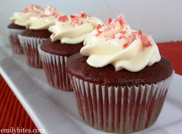 Red Velvet Cupcakes with Peppermint Cream Cheese Frosting