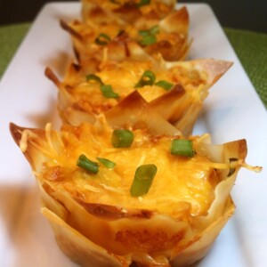 Hawaiian BBQ Wonton Cupcakes