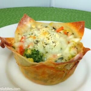 White Vegetable Lasagna Wonton Cups