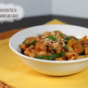 Zucchini Chicken Pasta in Tomato Parmesan Sauce