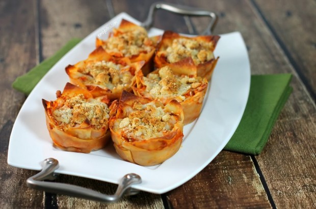 Chicken Parmesan Wonton Cupcakes