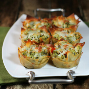 Chicken Pesto Wonton Cups