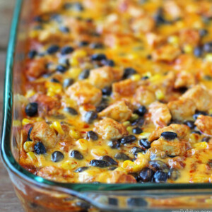 Layered Chicken Enchilada Bake