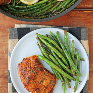 Lemon Garlic Chicken and Beans on a plate