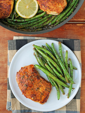 Lemon Garlic Chicken and Beans on a plate