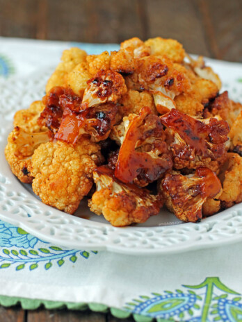 Sweet and Spicy Roasted Cauliflower close up