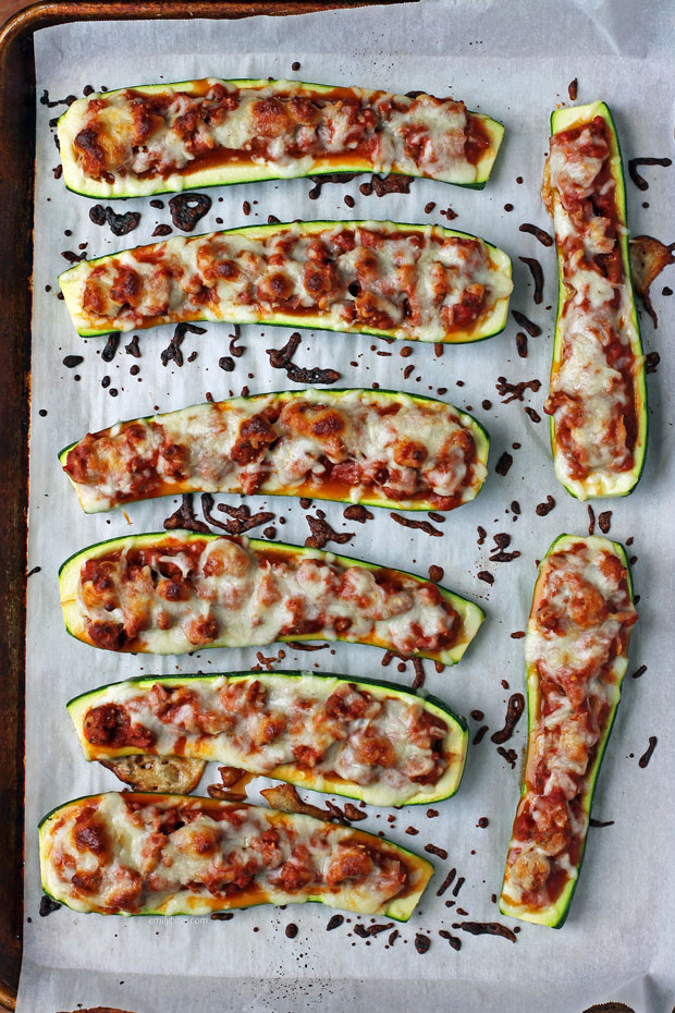 Italian Sausage Stuffed Zucchini baked