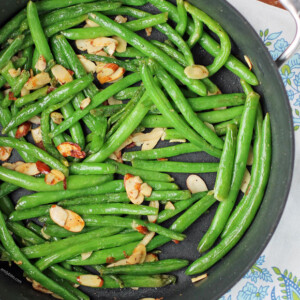 Stovetop Green Beans with Almonds in a pan