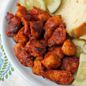 Nashville Hot Chicken Bites on a plate