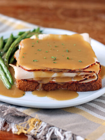 Hot Turkey Sandwich with Gravy close up