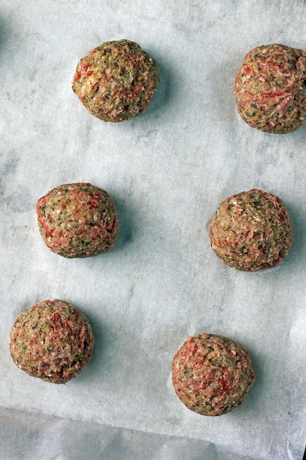 uncooked beef and turkey meatballs