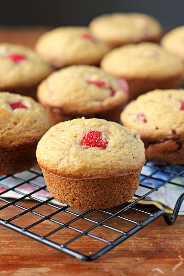 Strawberry Rhubarb Muffins close up