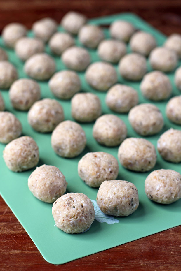 Meatballs rolled before cooking