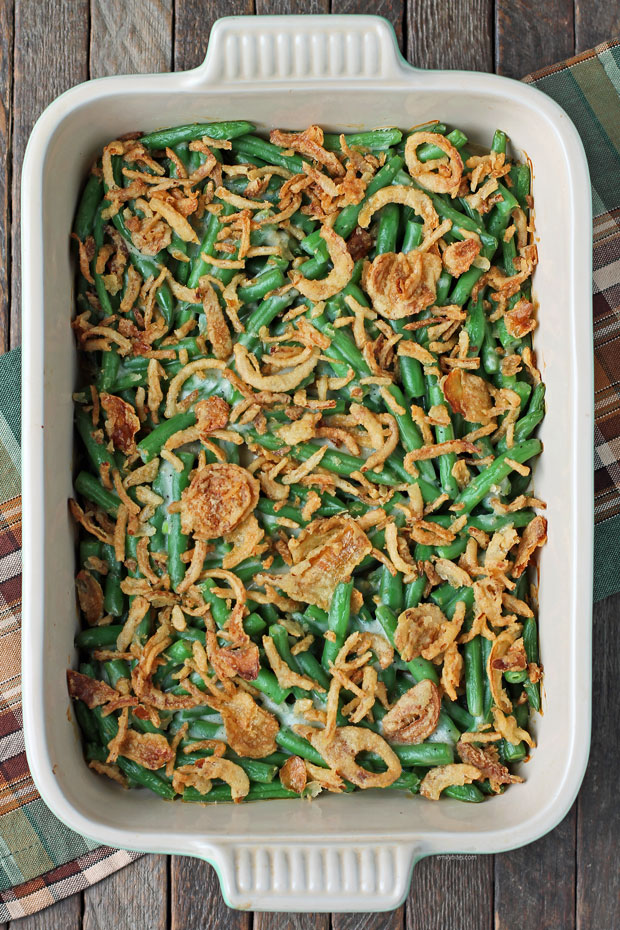 Fresh Green Bean Casserole overhead