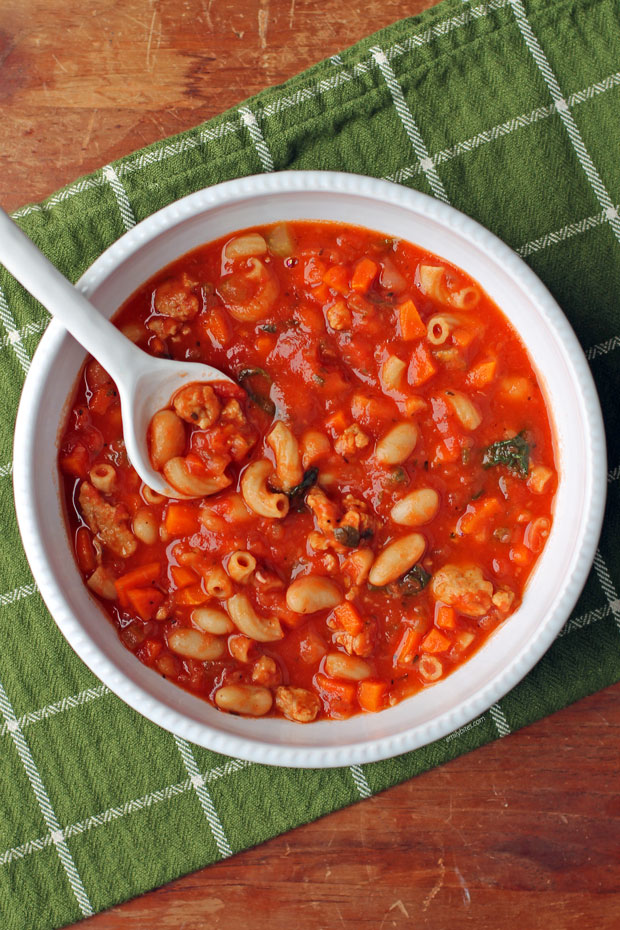Pasta Fagioli Soup overhead